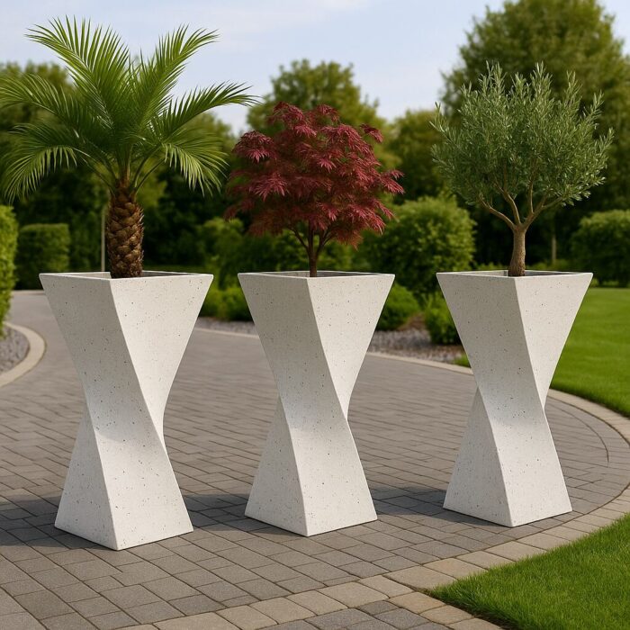 DUBAI XL (5) Donice betonowe w kolorze kremowym idealne na taras