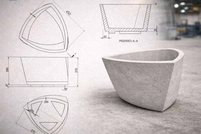 MADRID M (5) Betonowa donica idealna do nowoczesnego biura