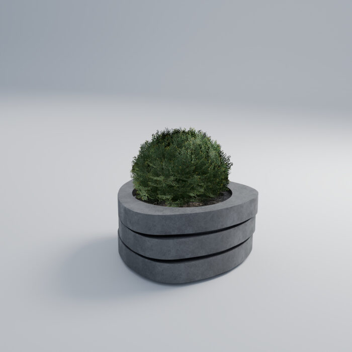 MEDIATOR (2) Betonowa donica w kształcie zaokrąglonego trójkąta w przekroju