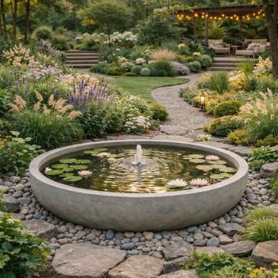 Oczko z impregnowanego mrozoodpornego betonu architektonicznego