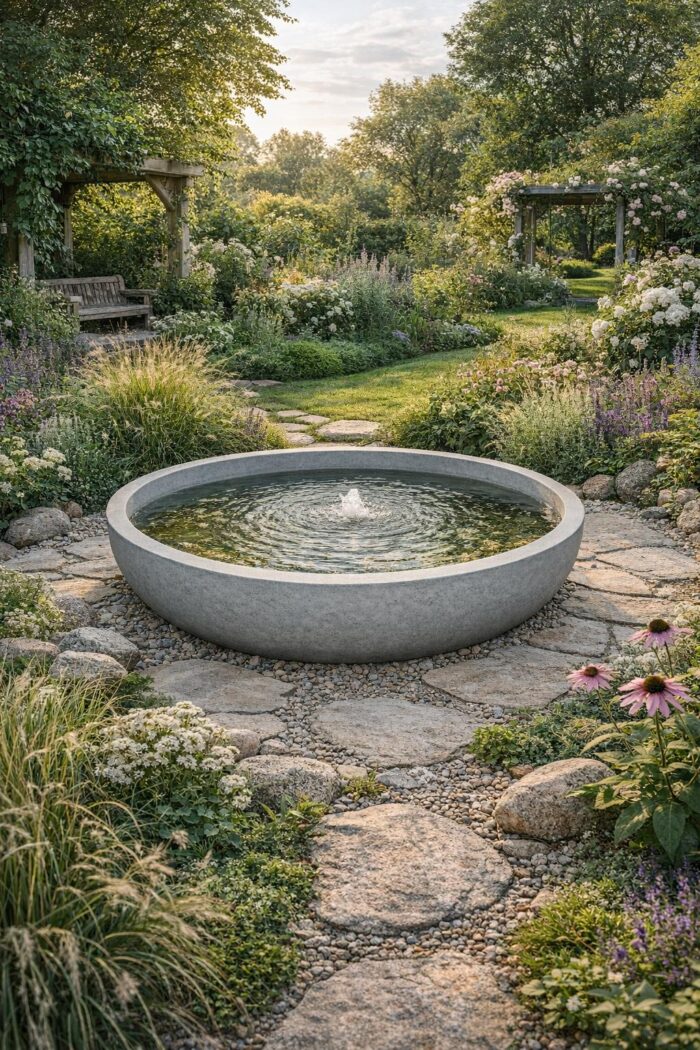 Betonowe oczko wodne idealne do nowoczesnego ogrodu