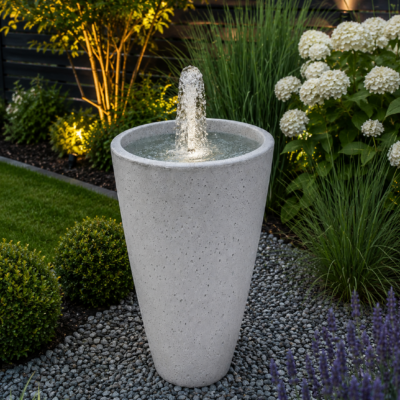 Wysoka betonowa fontanna cylindryczna MILANO WATER 90x50 cm